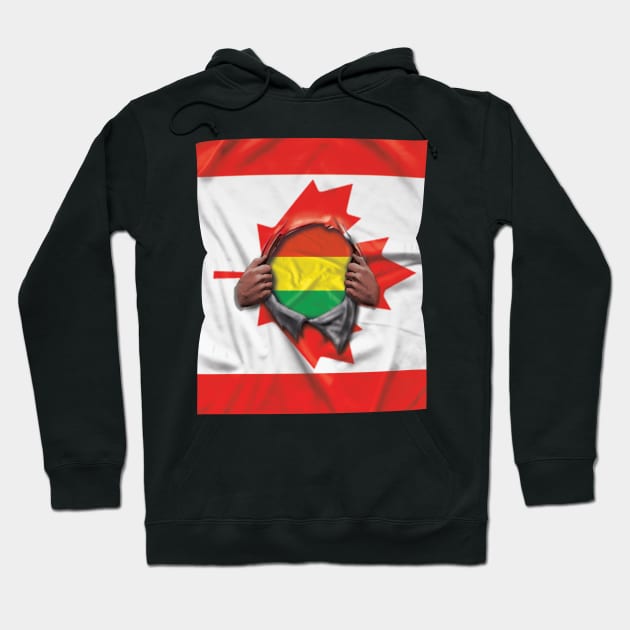 Bolivia Flag Canadian Flag Ripped - Gift for Bolivian From Bolivia Hoodie by Country Flags